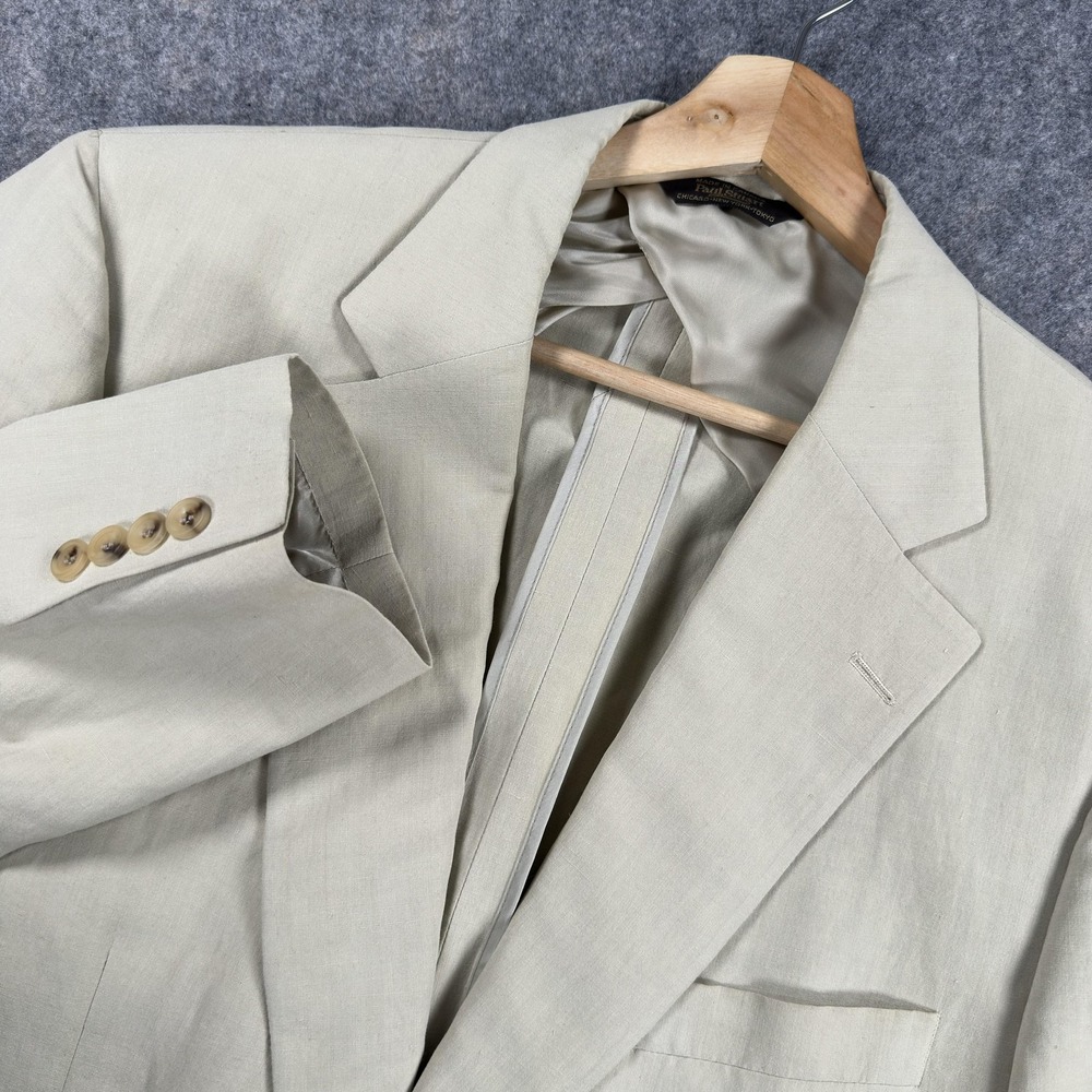 Paul Stuart Sport Coat Mens 42 Long Beige Silk‎ Linen Two Button Italian Fabric
